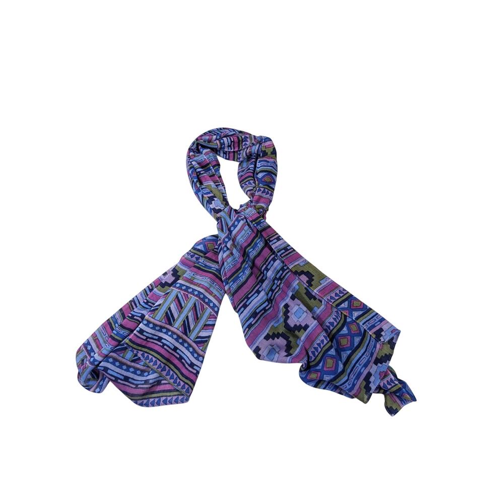 Isaac Mizrahi Live Scarf Purple Southwestern Print Rectangular 29 x 72